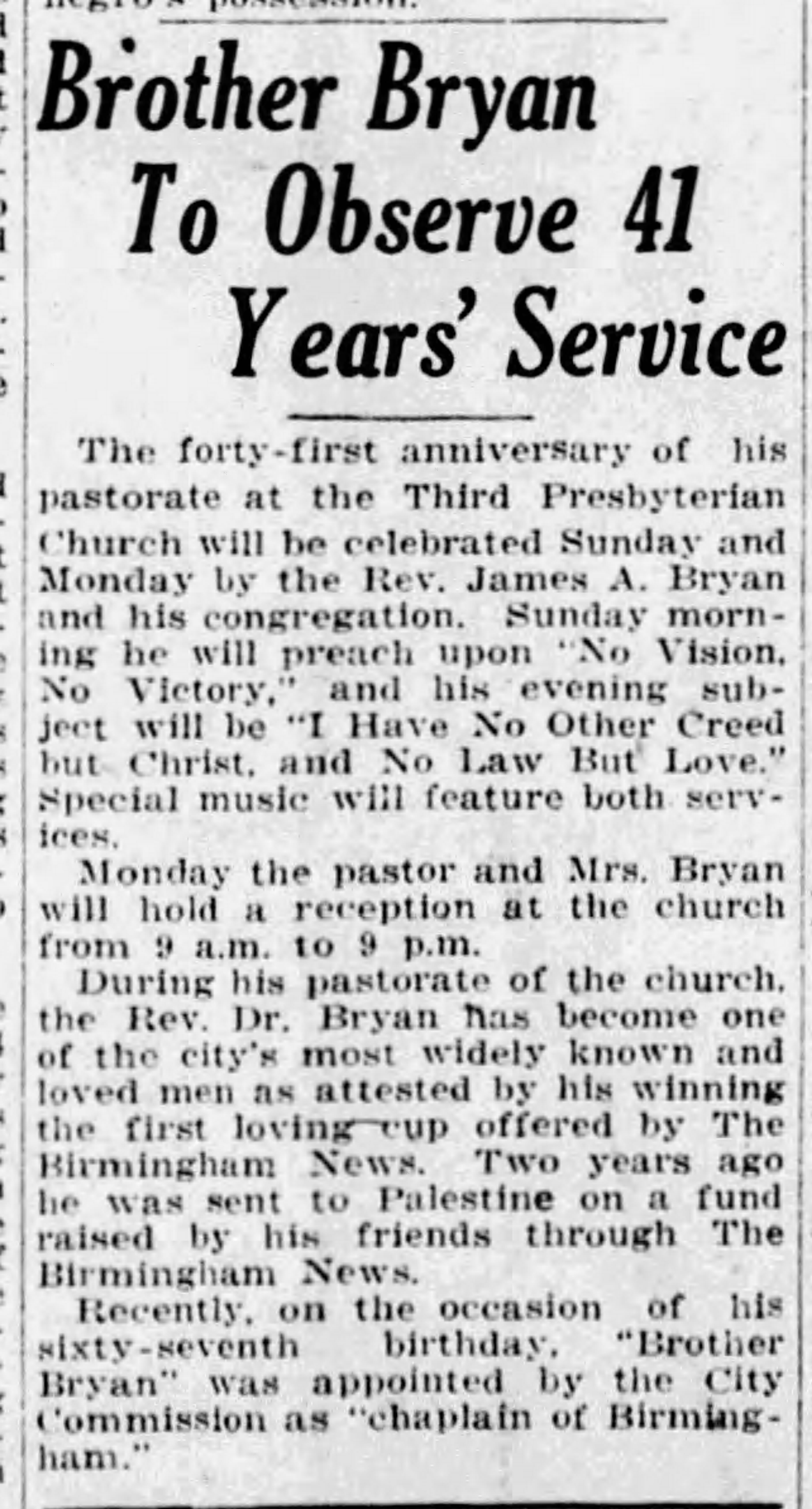 Brother Bryan To Observe 41 Years' Service